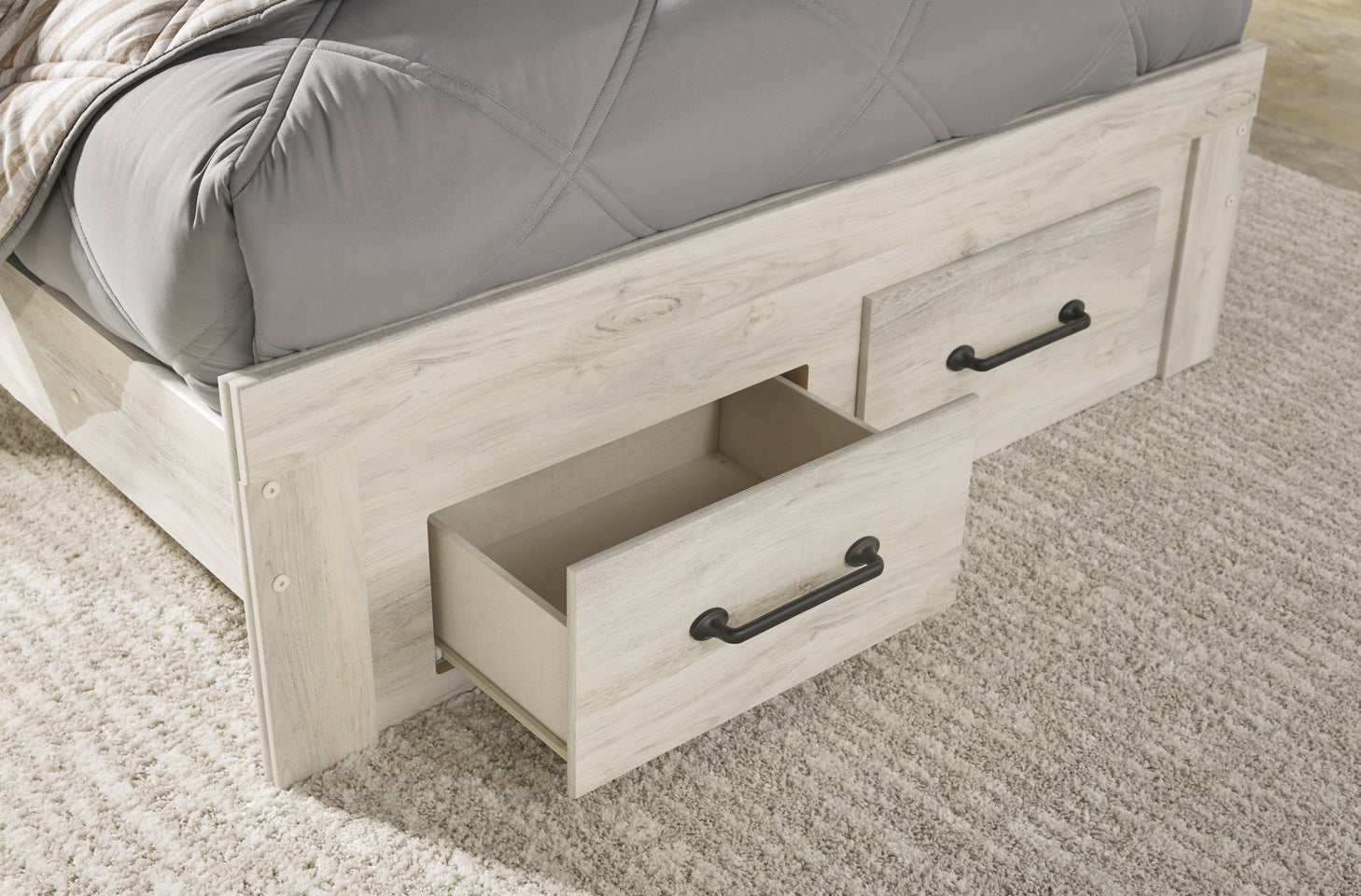 Cambeck King Panel Bed with 2 Storage Drawers with Mirrored Dresser, Chest and Nightstand - PKG003047 - furniture place usa