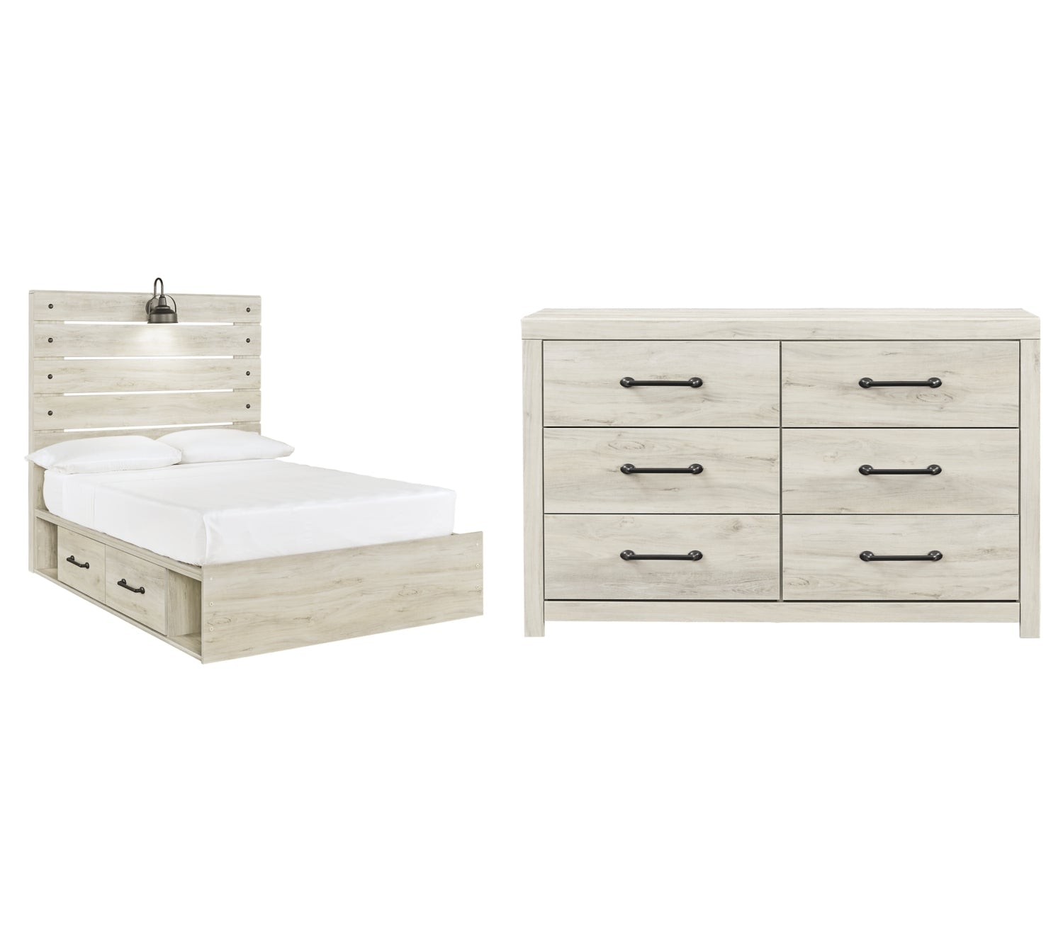 Cambeck Twin Panel Bed with 2 Storage Drawers with Dresser - furniture place usa