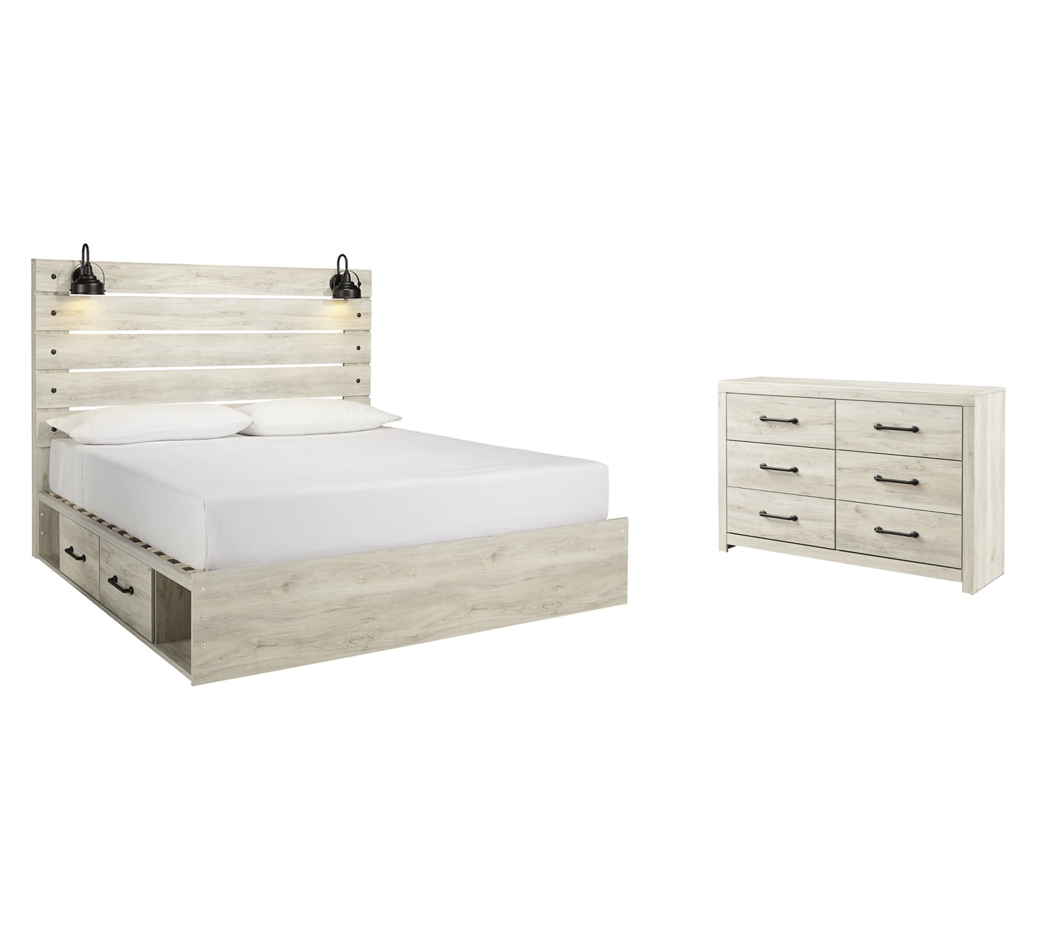 Cambeck King Panel Bed with 4 Storage Drawers with Dresser - furniture place usa