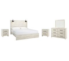 Cambeck King Panel Bed with Mirrored Dresser and 2 Nightstands - furniture place usa