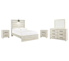 Cambeck Full Panel Bed with Mirrored Dresser and 2 Nightstands - furniture place usa