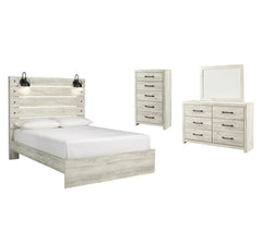 Cambeck King Panel Bed with Mirrored Dresser and Chest - furniture place usa