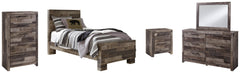 Derekson Twin Panel Bed with Mirrored Dresser, Chest and Nightstand - furniture place usa