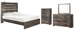 Drystan Full Panel Bed with Mirrored Dresser and Chest - furniture place usa
