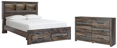 Drystan Queen Bookcase Bed with 2 Storage Drawers with Dresser - PKG003240 - furniture place usa