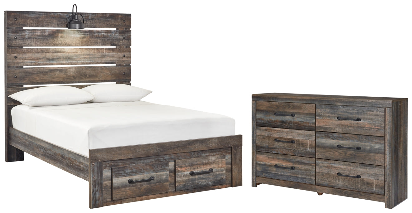 Drystan Queen Panel Bed with 2 Storage Drawers with Dresser - PKG003252 - furniture place usa