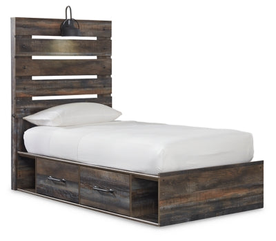 Drystan Full Panel Bed with 4 Storage Drawers with Mirrored Dresser, Chest and Nightstand - furniture place usa