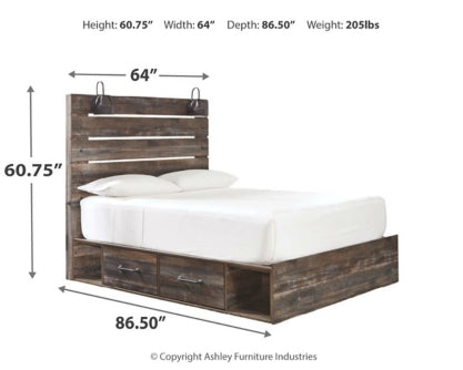 Drystan Queen Panel Bed with 2 Storage Drawers with Mirrored Dresser - PKG003168 - furniture place usa