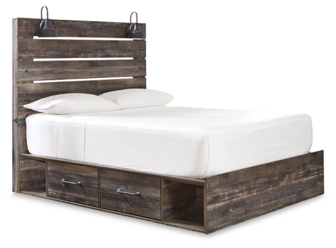 Drystan Twin Panel Bed with 2 Storage Drawers with Mirrored Dresser and Chest - furniture place usa