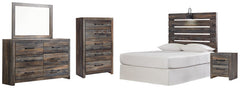 Drystan Full Panel Headboard Bed with Mirrored Dresser, Chest and Nightstand - furniture place usa