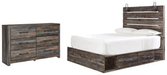Drystan Queen Panel Bed with 2 Storage Drawers with Dresser - PKG003167 - furniture place usa