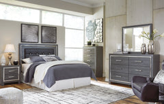 Lodanna Queen/Full Upholstered Panel Headboard Bed with Mirrored Dresser, Chest and Nightstand - furniture place usa