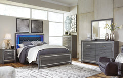 Lodanna Queen Panel Bed with Mirrored Dresser and 2 Nightstands - furniture place usa