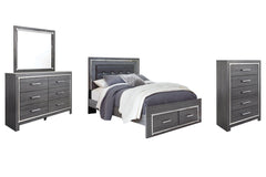 Lodanna Queen Panel Bed with 2 Storage Drawers with Mirrored Dresser and 2 Nightstands - PKG003584 - furniture place usa