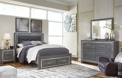 Lodanna Queen Panel Bed with 2 Storage Drawers with Mirrored Dresser and Chest - PKG003603 - furniture place usa