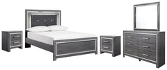 Lodanna Full Panel Bed with Mirrored Dresser and 2 Nightstands - furniture place usa