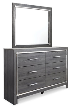 Lodanna King Panel Bed with 2 Storage Drawers with Mirrored Dresser and Nightstand - furniture place usa