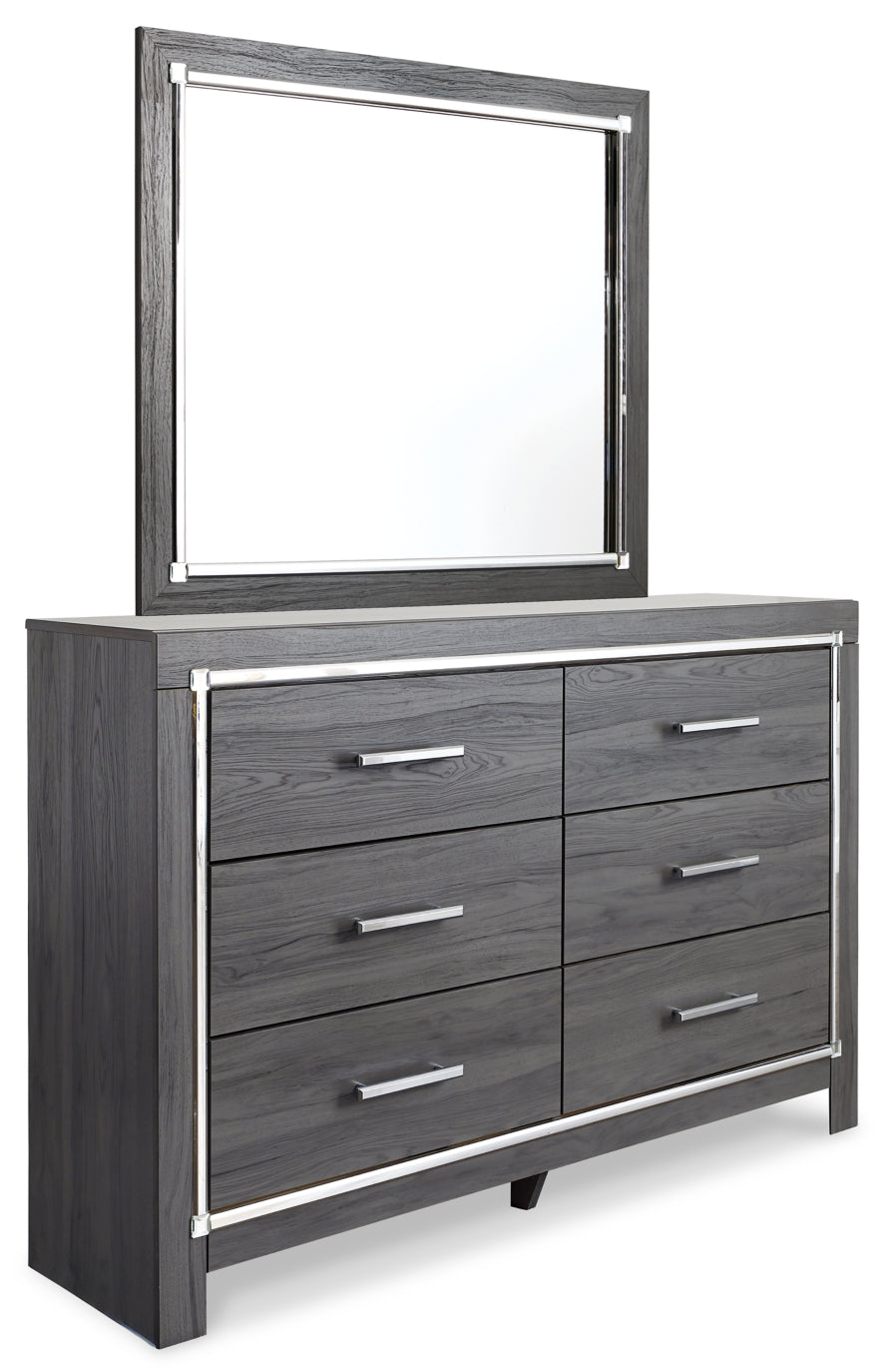 Lodanna Queen Panel Bed with Mirrored Dresser, Chest and Nightstand - furniture place usa