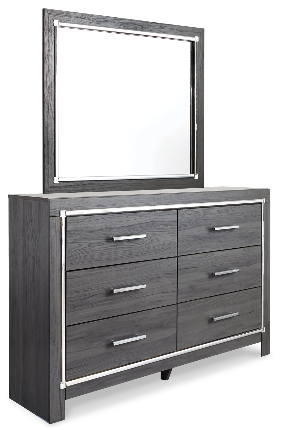 Lodanna Queen Panel Bed with 2 Storage Drawers with Mirrored Dresser and Chest - PKG003603 - furniture place usa