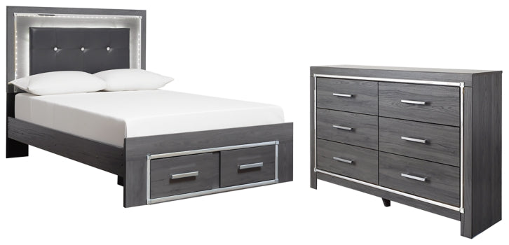 Lodanna Full Panel Bed with 2 Storage Drawers with Dresser - furniture place usa