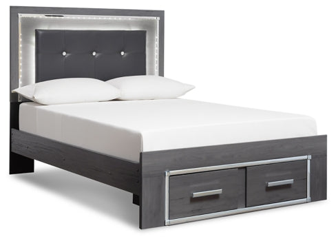 Lodanna Full Panel Bed with 2 Storage Drawers with Mirrored Dresser and 2 Nightstands - furniture place usa