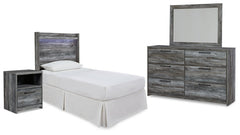 Baystorm Twin Panel Headboard with Mirrored Dresser and Nightstand - furniture place usa