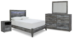 Baystorm Full Panel Bed with Mirrored Dresser and Nightstand - furniture place usa