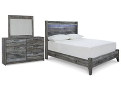 Baystorm Full Panel Bed with Mirrored Dresser - furniture place usa