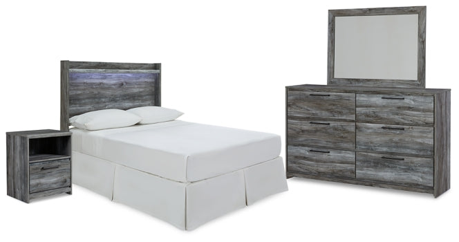 Baystorm Full Panel Headboard with Mirrored Dresser and Nightstand - furniture place usa