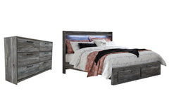 Baystorm King Panel Bed with 2 Storage Drawers with Dresser - furniture place usa