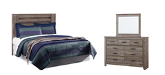 Zelen Queen/Full Panel Headboard Bed with Mirrored Dresser - furniture place usa