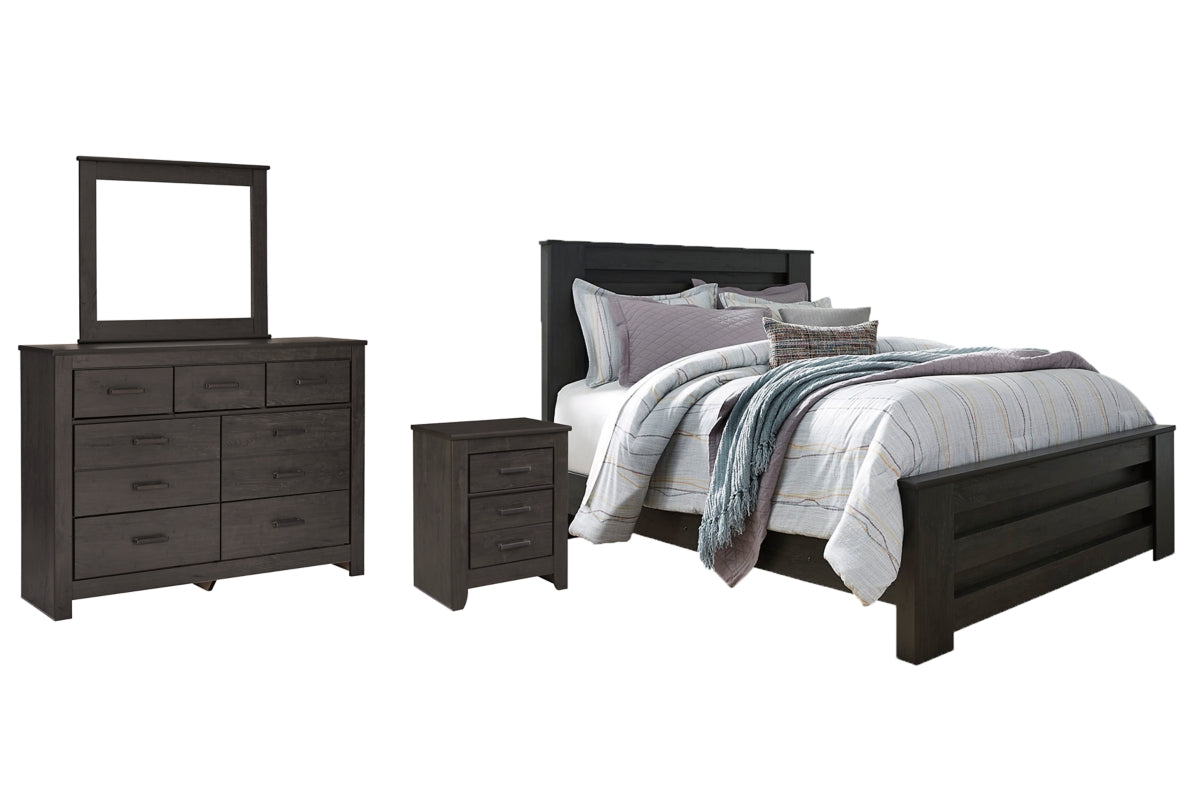 Brinxton Queen Panel Bed, Dresser, Mirror and Nightstand - furniture place usa