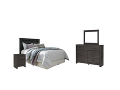 Brinxton Queen/Full Panel Headboard Bed with Mirrored Dresser and 2 Nightstands - furniture place usa