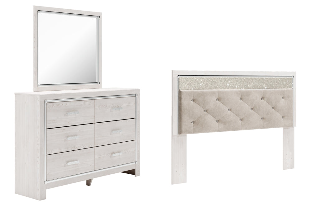 Altyra King Panel Headboard Bed with Mirrored Dresser - furniture place usa