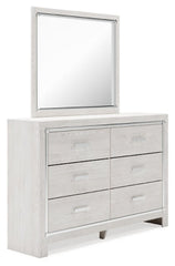 Altyra Twin Panel Bookcase Bed with Mirrored Dresser and Chest - furniture place usa