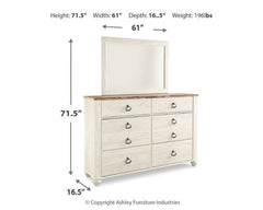 Willowton Dresser and Mirror - furniture place usa