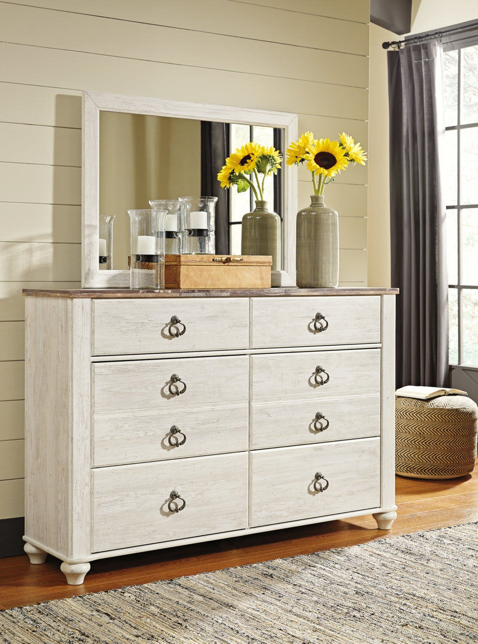 Willowton Dresser and Mirror - furniture place usa