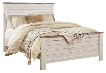 Willowton Queen Panel Bed with 2 Nightstands - furniture place usa