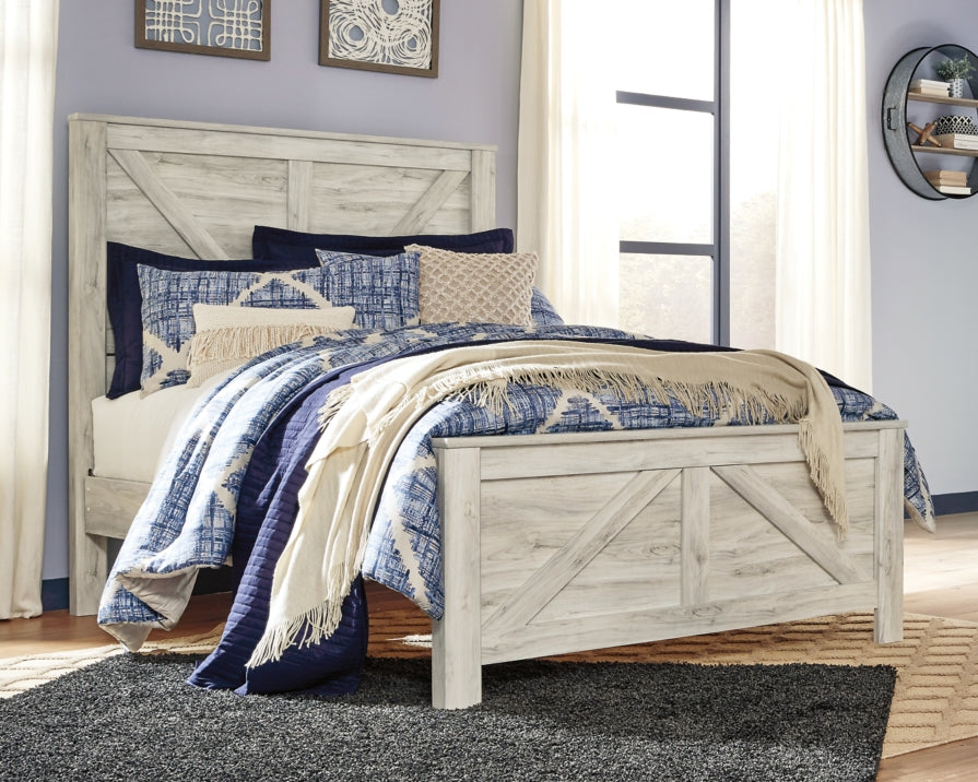 Bellaby Queen Crossbuck Panel Bed with 2 Nightstands - furniture place usa