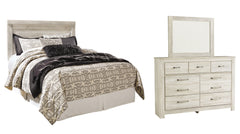 Bellaby Queen Panel Headboard Bed with Mirrored Dresser - furniture place usa