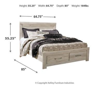 Bellaby Queen Platform Bed with 2 Storage Drawers with Mirrored Dresser and Nightstand - furniture place usa