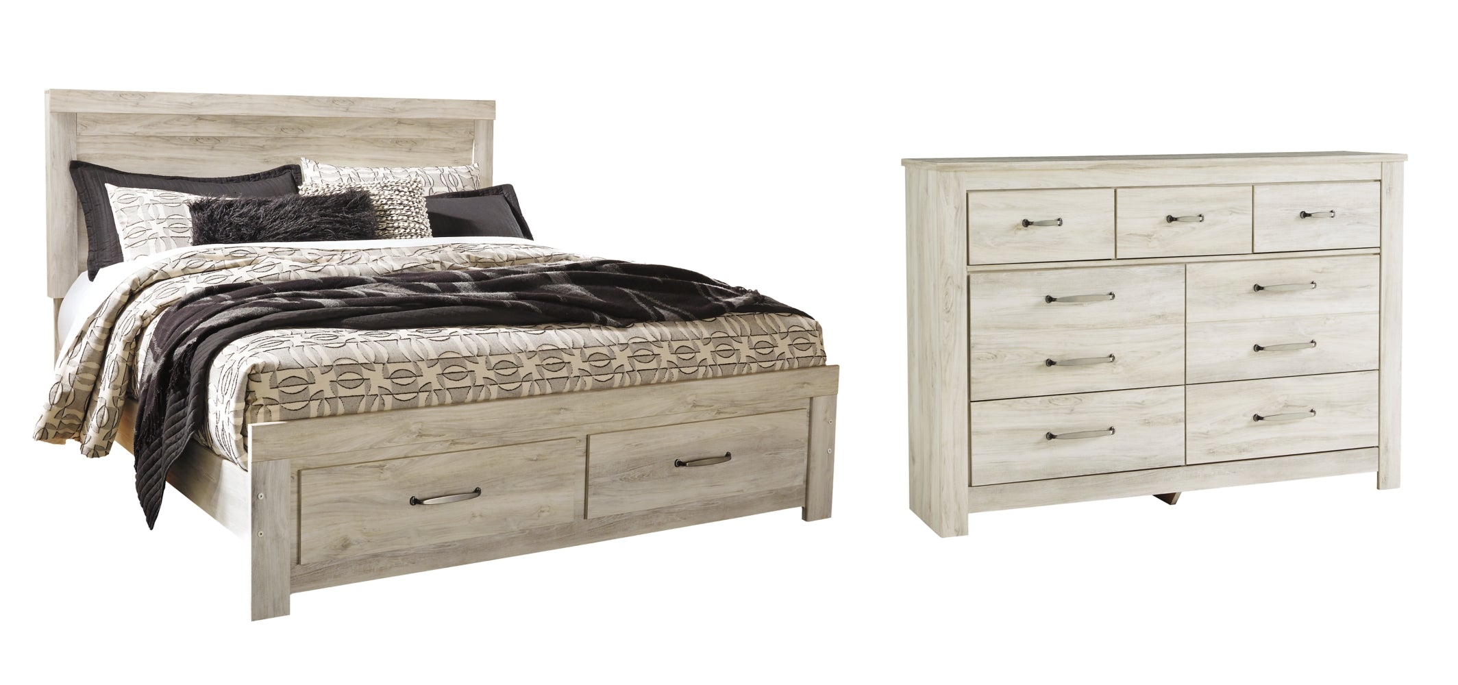 Bellaby Queen Platform Bed with 2 Storage Drawers with Dresser - furniture place usa
