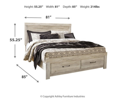 Bellaby King Platform Bed with 2 Storage Drawers with Mirrored Dresser and Nightstand - furniture place usa
