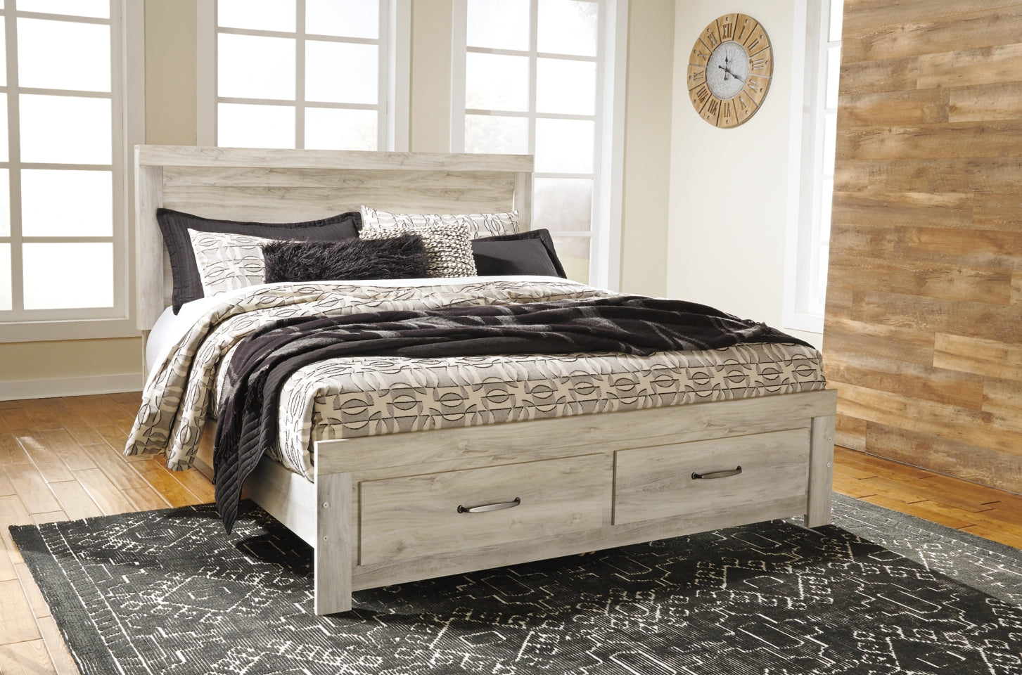 Bellaby Queen Platform Bed with 2 Storage Drawers with Mirrored Dresser - furniture place usa