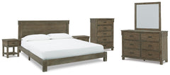 Shamryn King Panel Bed with Mirrored Dresser, Chest and 2 Nightstands - furniture place usa