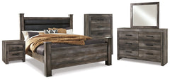 Wynnlow King Poster Bed with Mirrored Dresser, Chest and Nightstand - furniture place usa