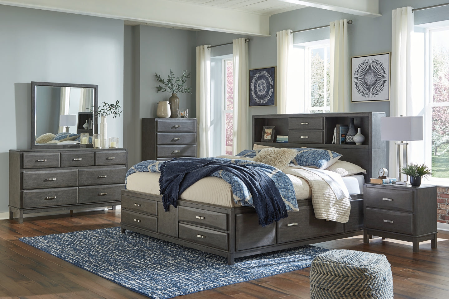 Caitbrook Queen Storage Bed with 8 Drawers - furniture place usa