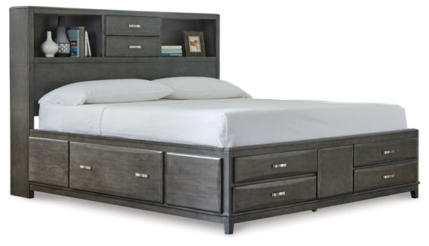 Caitbrook Queen Storage Bed with 8 Storage Drawers with Mirrored Dresser and Chest - furniture place usa