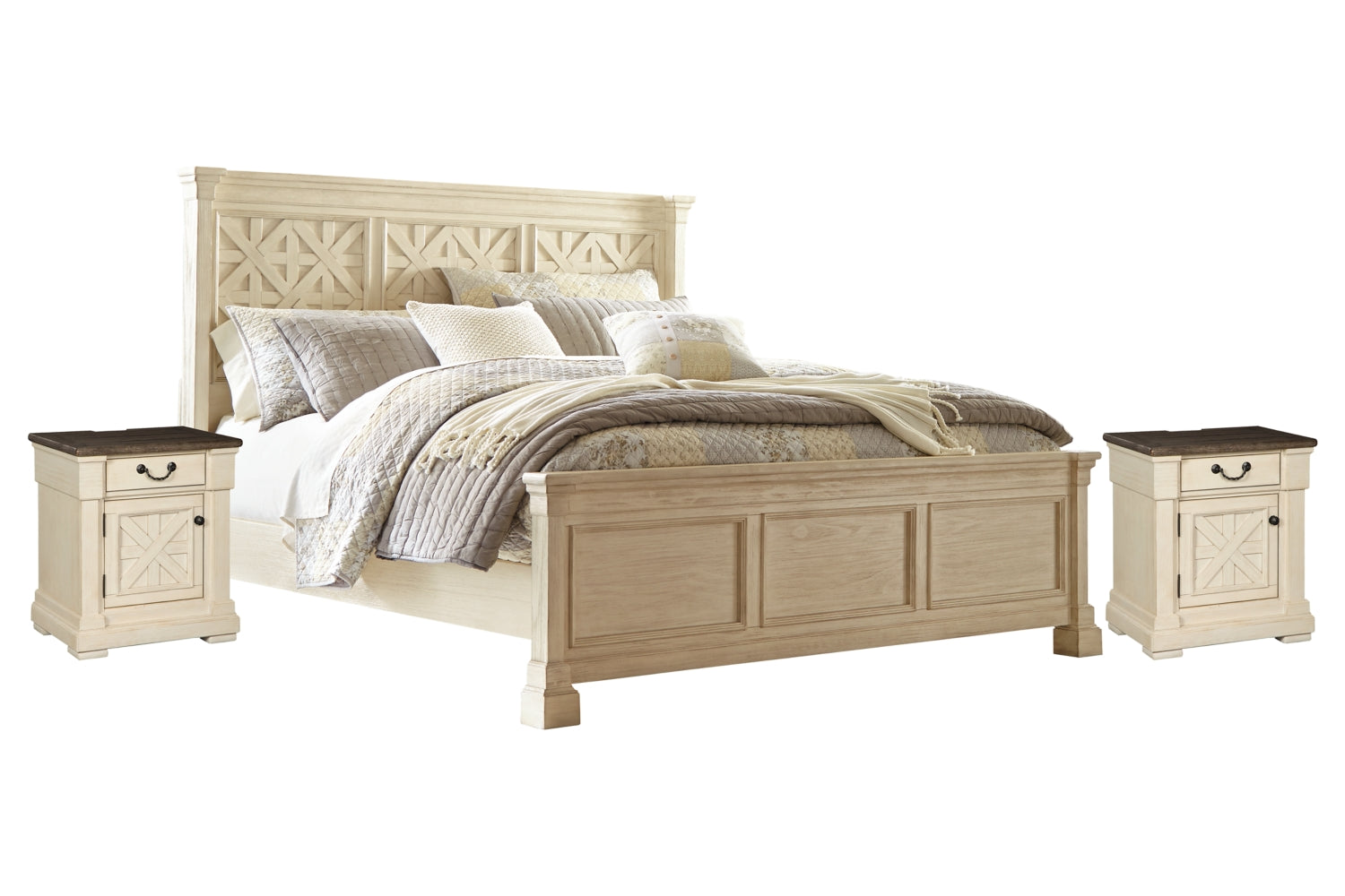 Bolanburg Queen Panel Bed with 2 Nightstands - furniture place usa