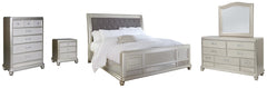 Coralayne King Upholstered Sleigh Bed with Mirrored Dresser, Chest and Nightstand - PKG007851 - furniture place usa